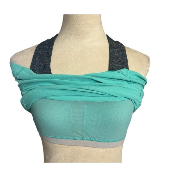 Lululemon No Limits Green Black Built In Sport Bra Racerback Tank Top Size 6 - Picture 6 of 7